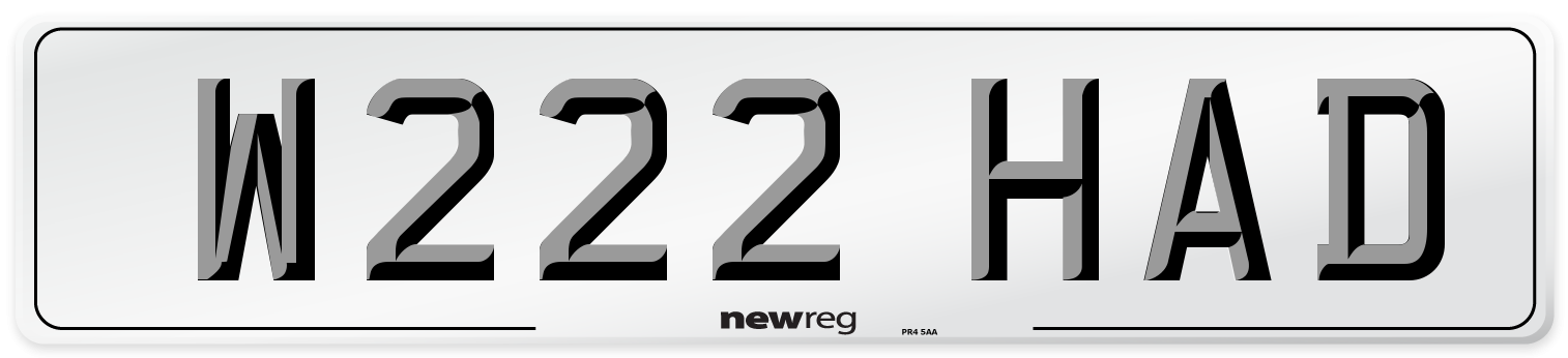 W222 HAD Number Plate from New Reg